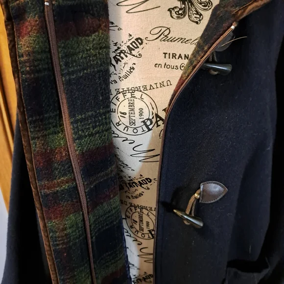 Vintage ELLABEE duffle Coat Womens Navy Blue Size L - Picture 5 of 9